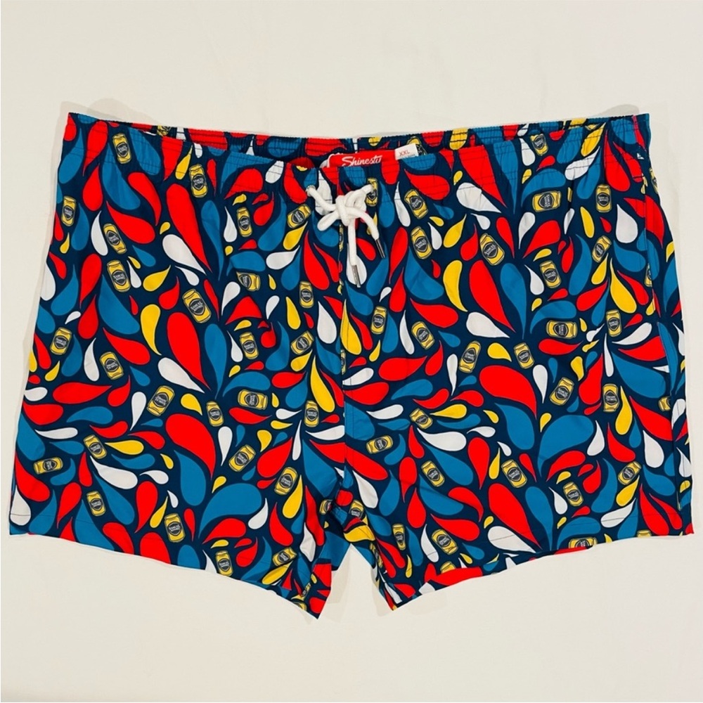 New Shinesty Swim Trunks Mens XXL Sam Samuel Adams Beer Bathing Suit Summer 2XL